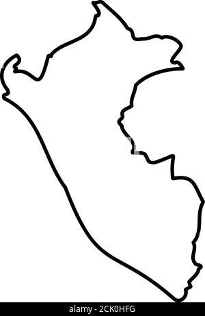 Peru - solid black outline border map of country area. Simple flat ...