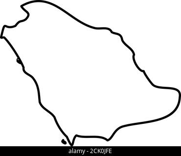 Map Of Saudi Arabia Black Thick Outline Highlighted With Neighbor 