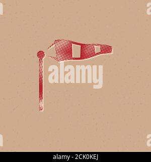 Windsock icon in halftone style. Grunge background vector illustration. Stock Vector