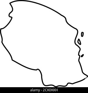 Map of Tanzania black thick outline highlighted with neighbor countries ...