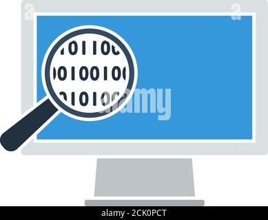 Data Analysing Icon. Flat Color Design. Vector Illustration. Stock Vector