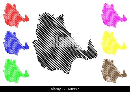 Vinh City (Socialist Republic of Vietnam, Nghe An Province) map vector illustration, scribble sketch City of Vinh map Stock Vector