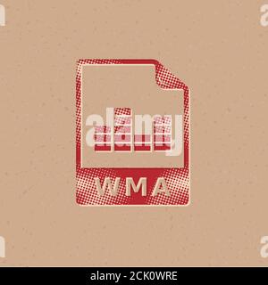 Audio file icon in halftone style. Grunge background vector ...