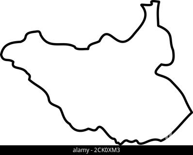 South Sudan - solid black outline border map of country area. Simple flat vector illustration. Stock Vector