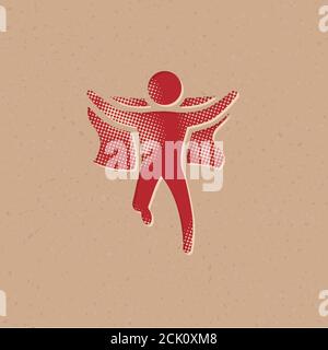 Wining sprinter icon in halftone style. Grunge background vector illustration. Stock Vector