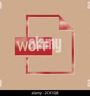File format icon in halftone style. Grunge background vector ...