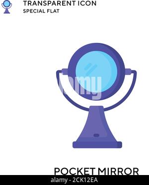 Pocket mirror vector icon. Flat style illustration. EPS 10 vector. Stock Vector