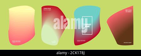Modern covers design set vector Abstract bright neon green pattern retro style Dynamic colorful fluid texture halftone gradient lines. Futuristic geom Stock Vector