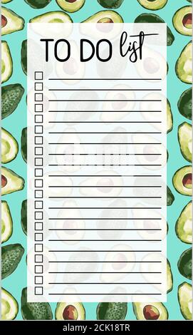 Set planners and make lists with simple Scandinavian illustrations and trendy Avocados. Template for agendas, planners, checklists and other stationer Stock Vector