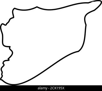 Syria - solid black outline border map of country area. Simple flat vector illustration. Stock Vector