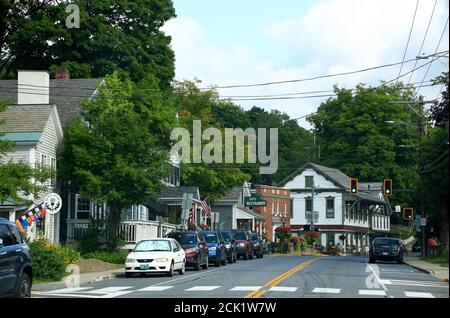 The town center of Wilmington with Vermont Route 100.Wilmington.Vermont.USA Stock Photo