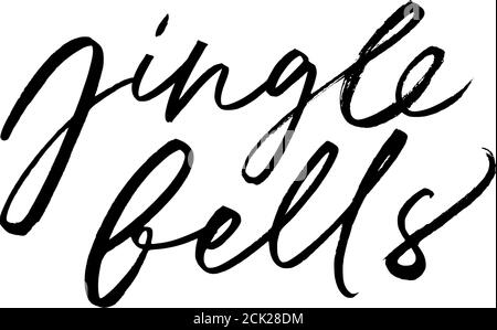 Jingle bells quote, vector pen lettering. Stock Vector