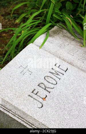 The tomb of William Travers Jerome,Jr. the second cousin to Sir Winston Churchill in Old Bennington Cemetery.Bennington.Vermont.USA Stock Photo