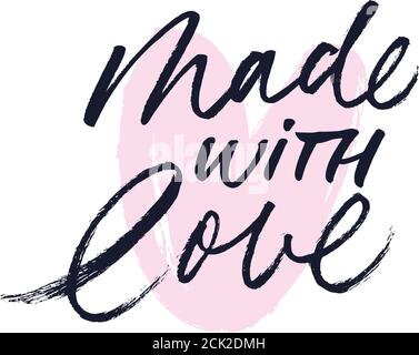 Made with love lettering for handcrafted goods. Stock Vector