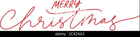 Merry Christmas vector brush pen red lettering.  Stock Vector