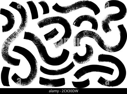 Dirty circular, curved lines and wavy brushstrokes Stock Vector