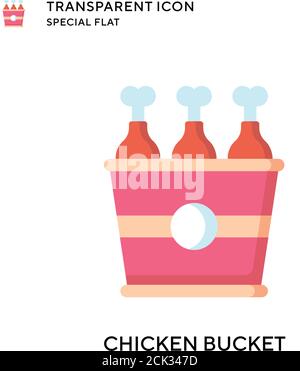Chicken bucket vector icon. Flat style illustration. EPS 10 vector. Stock Vector