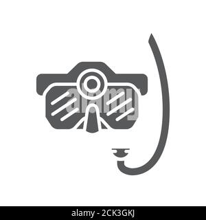 Diving mask with action camera black glyph icon. Waterproof electronic device concept. Pictogram for web page, mobile app, promo. UI UX screen. User Stock Vector