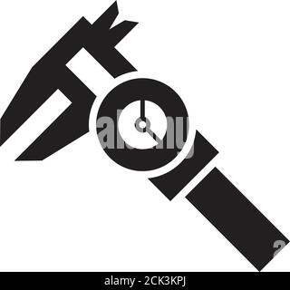 Digital caliper icon in thick outline style. Black and white monochrome vector illustration. Stock Vector