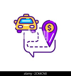 Cost taxi color line icon. Online mobile application order taxi service. Pictogram for web, mobile app, promo. UI UX design element Stock Vector