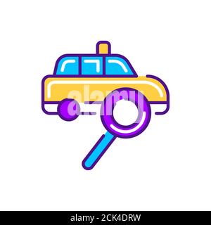 Taxi search color line icon. Online mobile application order taxi service. Pictogram for web, mobile app, promo. UI UX design element. Stock Vector