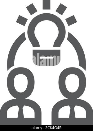 Teamwork icon in thick outline style. Black and white monochrome vector ...
