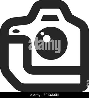 Camera icon in thick outline style. Black and white monochrome vector ...