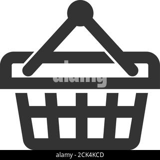 Shopping basket icon in thick outline style. Black and white monochrome ...