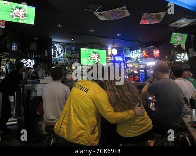 Japan Fans Watch The 19 Rugby World Cup Quarter Final Match Between Japan And South Africa At The Fanzone In Oita Stock Photo Alamy