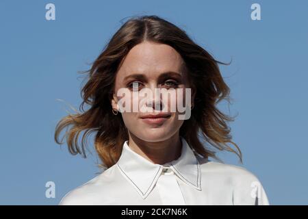 Actor Katia Winter poses during a photocall for the television series