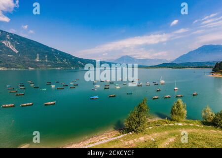 Italy Veneto Dolomiti Bellunesi - Alpago -  Lake of Santa Croce Stock Photo