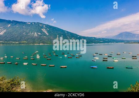 Italy Veneto Dolomiti Bellunesi - Alpago -  Lake of Santa Croce Stock Photo