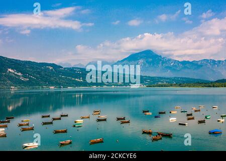 Italy Veneto Dolomiti Bellunesi - Alpago -  Lake of Santa Croce Stock Photo