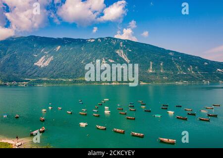 Italy Veneto Dolomiti Bellunesi - Alpago -  Lake of Santa Croce Stock Photo