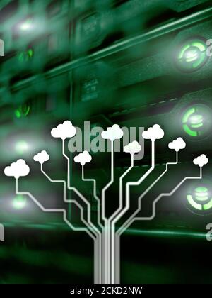 Cloud computing and connectivity concept 2020. Technology Book background. Stock Photo
