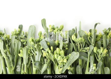 Fresh green broccolini isolated on white background Stock Photo