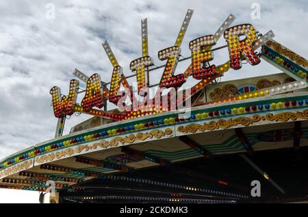 The front of the Waltzer Fairground ride at the end of the Brighton Pier, in East Sussex, England