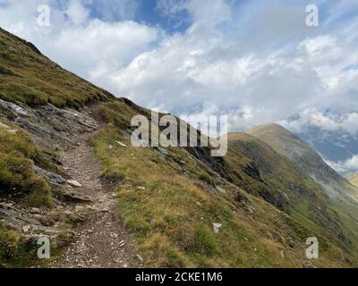 High mountains in Obergurgl.It is a village in the Otztal Alps,Austria. Located in the municipality of Solden, the village has approximately 400 year- Stock Photo