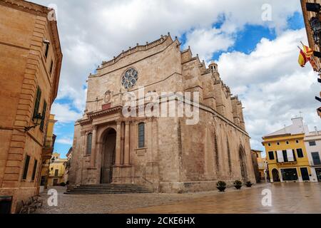 Old Santa Maria Cathedral in Ciutadella - Menorca, Spain Stock Photo