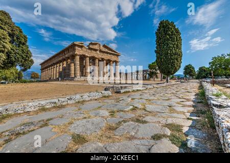 Temple of Hera or Temple of Neptune, Paestum, Campania, Italy Stock Photo