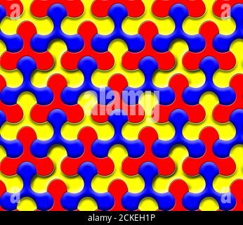 Tessellating 3D primary colours jigsaw pieces - forms a seamless repeating pattern Stock Photo