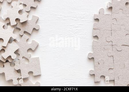 frame from the details of the puzzle on a white background with space for text Stock Photo