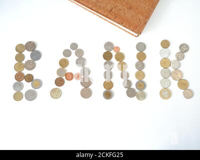Coins from around the world. International currency. Stock Photo