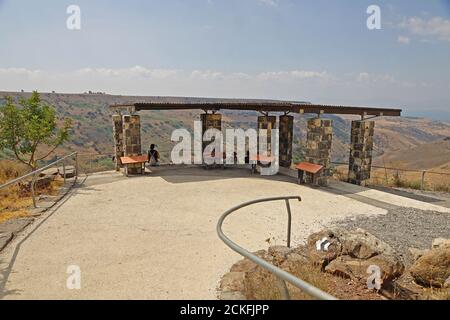 Observation point at Gamla nature reserve and Second Temple period Jewish city on the Golan Heights, Israel Stock Photo
