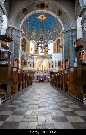 Lodz, Poland - August 7, 2020: Church of Pentecost of the Holy Spirit interior, 19th century Eclectic style city landmark Stock Photo