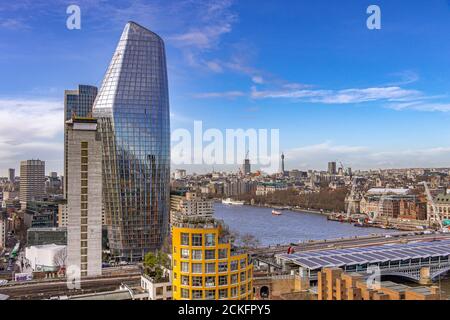 One Blackfriars ,also known as the Vase, a mixed-use development at No.1 Blackfriars Road overlooking The River Thames at Bankside, London, UK Stock Photo