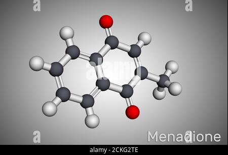 Menadione, menaphthone, provitamin molecule. It is called vitamin K3. Molecular model. 3D rendering Stock Photo