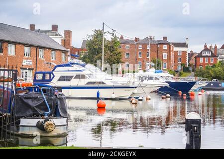 Boats moored in Stourport-on-Severn basin, Worcestershire, UK. Stock Photo