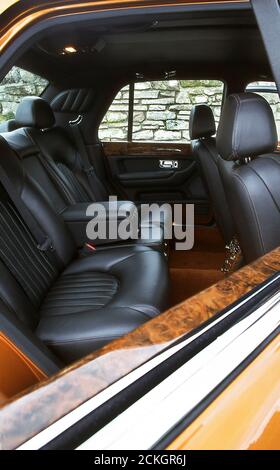 Luxury interior in a 1999 Bentley Mulsanne Turbo Red label Stock Photo