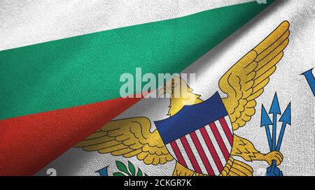 Bulgaria and Virgin Islands United States two flags textile cloth Stock Photo